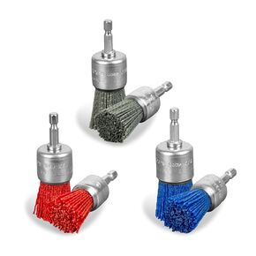 SALI 9 Pack Nylon Filament Abrasive Wire Brush Wheel & Cup Brush Set with 1/4 Inch Hex Shank, 3 Sizes Nylon Drill Brush Set for Removal of Rust Corrosion Paint