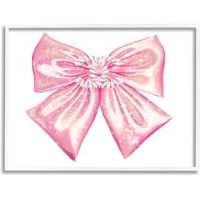Stupell Industries Glam Diamond Glimmer Pink Fashion Design Bow, Design by Ziwei Li