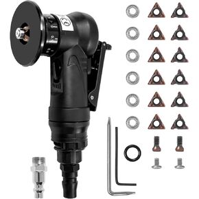 Handheld Pneumatic Chamfering Tool, 45 Degrees Arc Corner, 1/4 Inch Air Inlet, Mini Air-Powered Chamfering Machine for Metal Wood Beveling and Deburring(C&R Angle Blades)