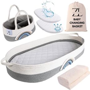 ZEAL'N LIFE Baby Changing Basket with Diapers Basket, Blanket & Changing Pad for Dresser, Potable Changing Pad, Baby Changing Pad, Changing Pad for Dresser, Moses Basket for Newborns