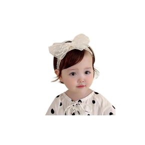 Cute Lace Bow Baby Girls Headbands White Knot Headband Soft Chiffon Hair Band for Newborn Infant Toddler Kids Hair Accessories (Ivory B)