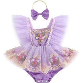 Newborn Baby Girl Princess Romper Dress Mesh Embroidery Elegant Tutu Skirted One Piece Jumpsuits Birthday Outfits