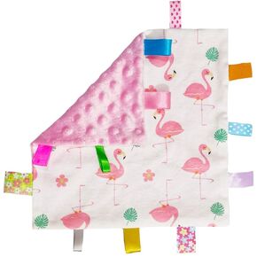 Pink Security Blanket with Tags for Baby Girl - Cute Taggy Blankets, Soft Plush Security Comforter Tag Blanket Shower Gift for Baby Girl, Comforter Blanket