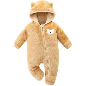 Baby Fleece Winter Jumpsuit Outfits Cute Cartoon Comfy Snowsuit Fluffy Romper for 0-18M
