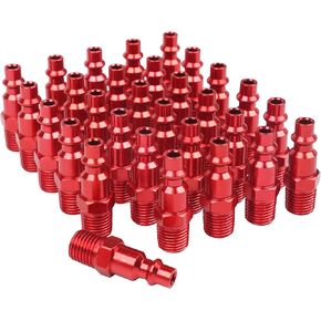 Leak Proof 1/4 NPT Air Hose Fittings 30 Pcs Red, Male Thread Air Compressor Fittings Quick Connect Air Fitting, Pneumatic Tool Adapter Air Compressor Hose Accessories
