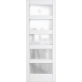 Glass Sliding Barn Door 30''x84'' Sturdy Barn Door Slabs, Assembly Needed, Barn Doors for Home 5 Panel of Frosted Glass Easy Installation for Living Room Bathroom (No Hardware Include)