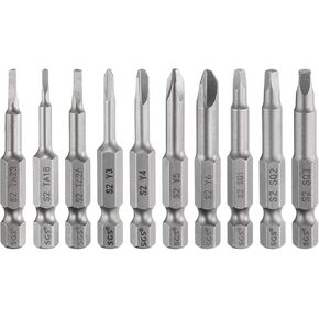 HARFINGTON 10pcs Screwdriver Bit Set 1/4" Hex Shank 50mm/2" Length Magnetic Square Y-Shaped Triangle Head Hex Bits S2 Steel Industrial Grade Electric Screw Driver Bit