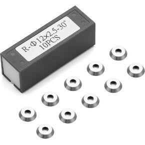 10pcs Round Shape Tungsten Carbide Cutters Inserts Set, SainSmart Wood Lathe Turning Tool Replacement Cutter Accessories, Diameter 8.9x1.85mm, 30° Cutting Bevel