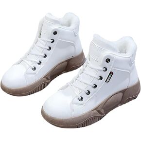 Women's High Top Thick Sole Boots,Cozy Thermal Fur Lining Non-Slip Fashion Boot Casual Lace Up Sneakers