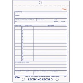Rediform 2L260 Receiving Record Book 5 1/2 x 7 7/8 Three-Part Carbonless 50 Sets/Book