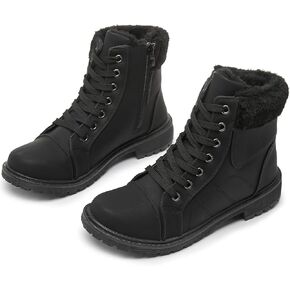 Shupua Winter Ankle Boots for Women Hiking Boots Waterproof Combat Boots Warm Lace Up Boots Snow Bootie Low Heel