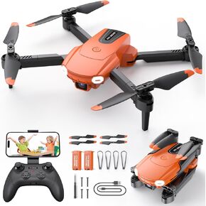 Mini Drone with Camera for Kids Beginners - Remote Control Helicopter Toys Gifts for Boys Girls, 1080P HD FPV RC Drones Support 2 Batteries, One Key Start/land, Gesture Selfie for Entertainment, Blue