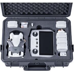 Lykus Titan MM410 Waterproof Hard Case (Green) for DJI Mini 4 Pro/Mini 3/Pro and DJI RC 2/RC/RC-N2/N1, Support 7 batteries and RC lanyard [CASE ONLY]