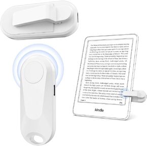 Remote Control Page Turner for Kindle Paperwhite Oasis Kobo eReaders, Remote Camera Shutter and Video, Page Turner Clicker for ipad Tablets Reading Novels with Storage Bag（White