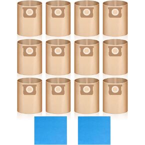 PACK 14(12+2) 19-3100 Shop Vac Bags for Stanley 5-6 Gallon Wet/Dry Vacuums Disposable Dust Bags Reusable Filter 19-1500 Combo,12 Pack Disposable Filter Bags and 2 Pack Reusable Filter Bags