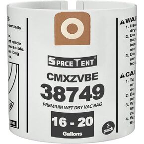 3 Pack CMXZVBE38749 Vacuum Bags for Craftsman 16 and 20 Gallon Wet/Dry Vacs, part # CMXZVBE38749 38749, CMXEVBE17596 Dust Bags