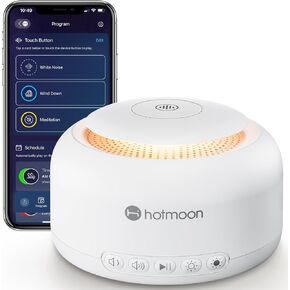 Hotmoon Smart White Noise Sound Machine Sleep Sound Machine, Dual-Mode Bluetooth Speaker, 48 Built-in Soothing Sounds White Noise, 300+ Cloud Options, Batteries not Included, AC Power Only in Kuwait