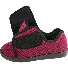 Women's Adaptive Slip-Resistant Wide Width Diabetic Comfort Slipper Shoe with Adjustable Hook-and-Loop Closure