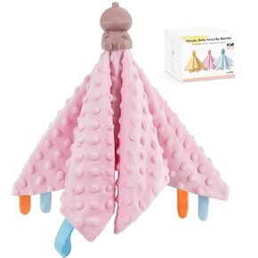 Loveys for Babies, 16" Soft Baby Lovey Blanket,Baby Snuggle Toy Newborn Dinosaurs Teething Toys, Baby Girl Gifts for Infants and Toddlers (Pink + Blue)