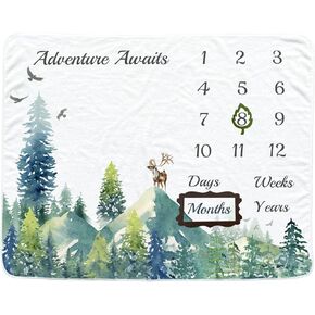Twins Baby Milestone Blanket for Boys & Girls, Premium Flannel Photography Background Prop Blankets, Neutral Boho Floral…