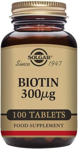 Solgar Biotin 300 mcg - 100 Tablets - Supports Healthy Skin, Nails & Hair - Non-GMO, Vegan, Gluten Free, Dairy Free, Kosher, Halal - 100 Servings in Saudi Arabia