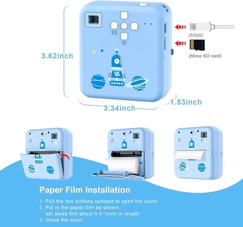 Instant Print Kids Camera, Thermal Printing Camera with Viewfinder, 3 Rolls Paper Film, Free Classic App, iOS & Android Compatible,Blue in Saudi Arabia
