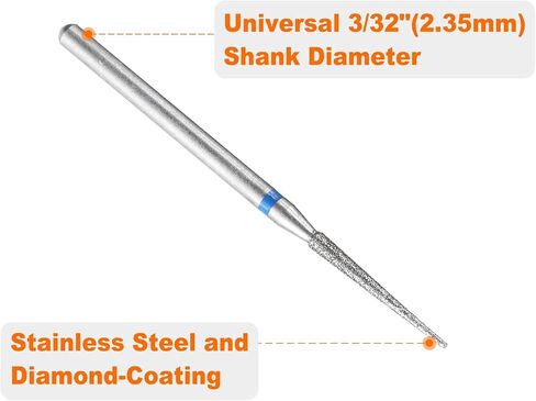 HARFINGTON 5pcs 120-140 Grits Diamond Grinding Bit 1.8mm Tapered Head 2.35mm Shank 15mm Length Stone Sanding Drill Bits Rotary Tool for Ceramic Glass Grinding, Polishing in Saudi Arabia