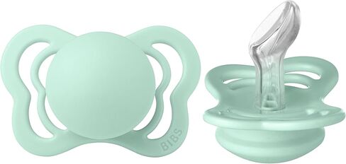 لهايات BIBS - مجموعة الأزياء الراقية | لهاية أطفال خالية من مادة BPA | صنع في الدنمارك | مجموعة من 2 لهايات فاخرة بلون النعناع الشمالي | الحجم 6-18 شهرا in Kuwait