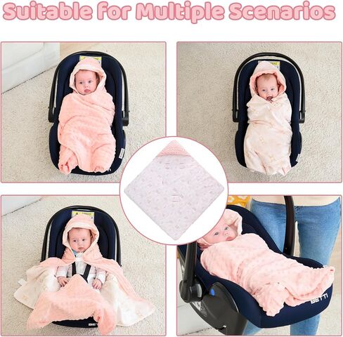Winter Baby Car Seat Blanket-Universal Car Seat Covers for Baby,Thicken Warm Swaddle Blankets for Infants Newborn,Boys and Girls Baby Bunting for Stroller 35"x35"(Car Dinosaur+Dark Blue) in Kuwait