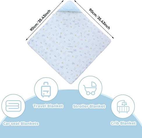 Winter Baby Car Seat Blanket-Universal Car Seat Covers for Baby,Thicken Warm Swaddle Blankets for Infants Newborn,Boys and Girls Baby Bunting for Stroller 35"x35"(Car Dinosaur+Dark Blue) in Kuwait