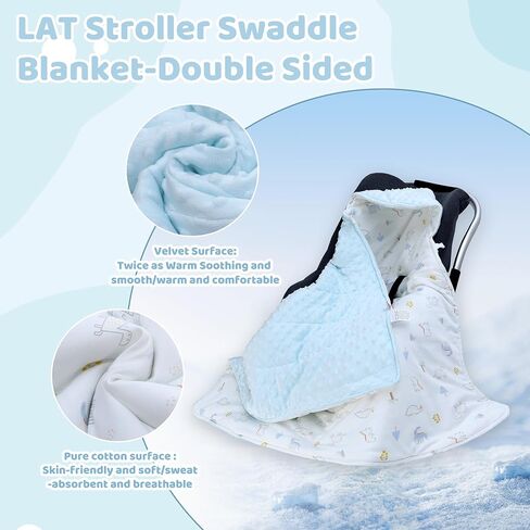 Winter Baby Car Seat Blanket-Universal Car Seat Covers for Baby,Thicken Warm Swaddle Blankets for Infants Newborn,Boys and Girls Baby Bunting for Stroller 35"x35"(Car Dinosaur+Dark Blue) in Kuwait