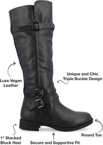 Journee Womens Bite Stacked Heel Riding Boots in Saudi Arabia