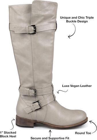 Journee Womens Bite Stacked Heel Riding Boots in Saudi Arabia