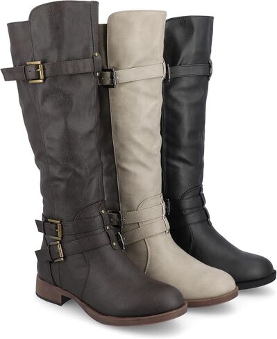 Journee Womens Bite Stacked Heel Riding Boots in Saudi Arabia
