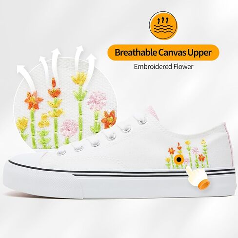 ZGR Womens Low Top Canvas Shoes,Lace up Canvas Sneakers,Casual White Tennis Walking Shoes in Kuwait
