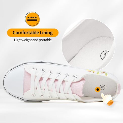 ZGR Womens Low Top Canvas Shoes,Lace up Canvas Sneakers,Casual White Tennis Walking Shoes in Kuwait