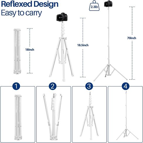 WELLMAKING Light Stand, 72 inches led Light Stand Reverse Folding Light Tripod for Photography, Portable Light Tripod, Reflector Stand Suitable for Streaming, vlog, YouTube in Saudi Arabia