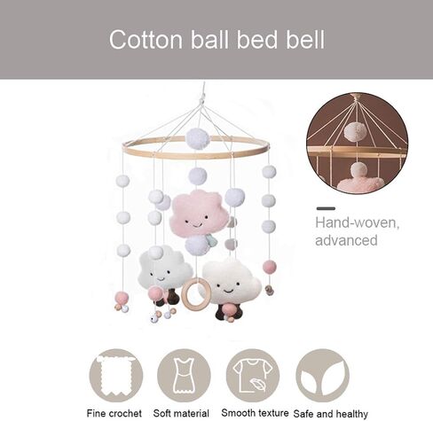 Baby Crib Mobile,Crib Mobile Wooden Mobile with Colorful Cotton Ball Wool Felt Ball Boho Baby Mobile Bassinet Mobile for Crib,Mobile for Baby Nursery and Ceiling Decoration in Saudi Arabia
