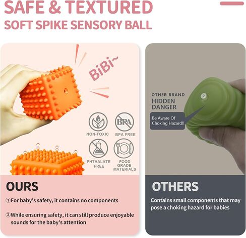 Sensory Toys for Babies, Montessori Textured Baby Balls and Wheat Straw Rattle, Baby Toys for 6-12 Months, Ideal Newborn Gifts for Boys and Girls, Toddler Toys for 1-3 in Saudi Arabia