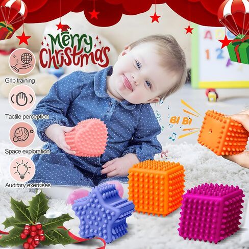 Sensory Toys for Babies, Montessori Textured Baby Balls and Wheat Straw Rattle, Baby Toys for 6-12 Months, Ideal Newborn Gifts for Boys and Girls, Toddler Toys for 1-3 in Saudi Arabia