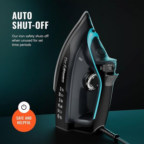 Professional Grade 1700W Steam Iron for Clothes with Rapid Even Heat Scratch Resistant Stainless Steel Sole Plate, True Position Axial Aligned Steam Holes, Self-Cleaning Function in Saudi Arabia