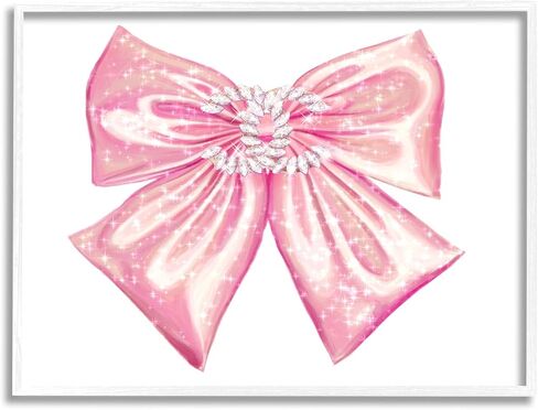 Stupell Industries Glam Diamond Glimmer Pink Fashion Design Bow, Design by Ziwei Li in Saudi Arabia