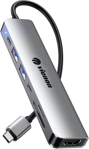 محول VIENON USB C إلى HDMI متعدد المنافذ، محور USB C، محول USB C إلى USB مع 4K HDMI+ USB 3.0 5 جيجابت في الثانية + 100 واط توصيل الطاقة، دونجل USB C لأجهزة iPhone 15، Samsung، MacBook، iPad pro، Chromebook، Dell، المزيد in Kuwait