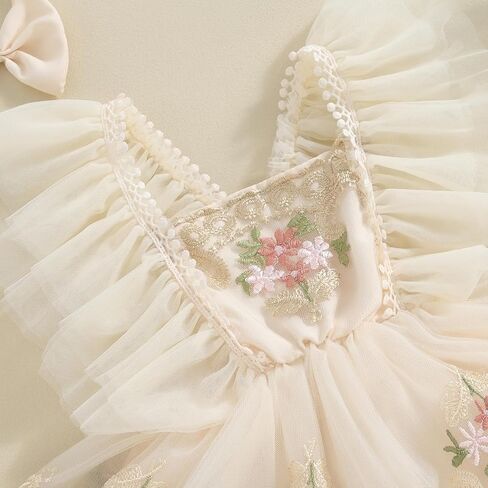 Newborn Baby Girl Princess Romper Dress Mesh Embroidery Elegant Tutu Skirted One Piece Jumpsuits Birthday Outfits in Saudi Arabia