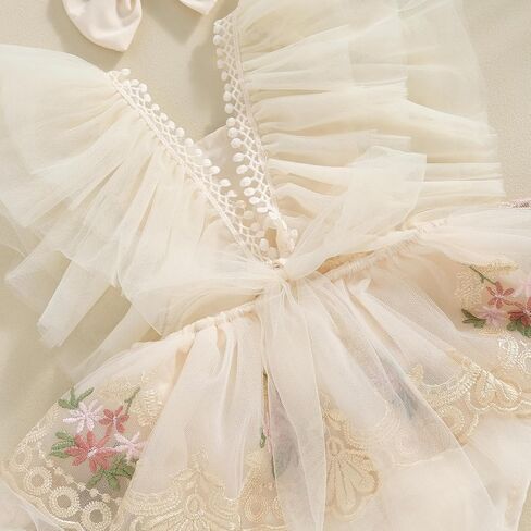 Newborn Baby Girl Princess Romper Dress Mesh Embroidery Elegant Tutu Skirted One Piece Jumpsuits Birthday Outfits in Saudi Arabia