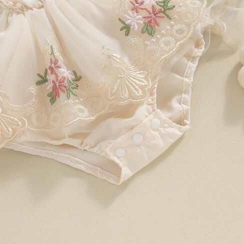 Newborn Baby Girl Princess Romper Dress Mesh Embroidery Elegant Tutu Skirted One Piece Jumpsuits Birthday Outfits in Saudi Arabia