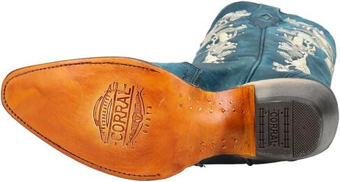 Corral Boots حريمي مرصع بالزهور حذاء كاجوال بكعب متوسط ​​الساق وكعب منخفض 1-2 بوصة - أزرق in Kuwait