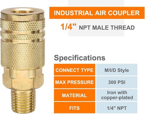 HARFINGTON 10 قطعة مقرنة صناعية ذكر 1/4 "NPT M نمط خرطوم هواء تركيبات موصل سريع مقرنة هواء لضاغط الهواء أدوات تعمل بالهواء المضغوط in Saudi Arabia