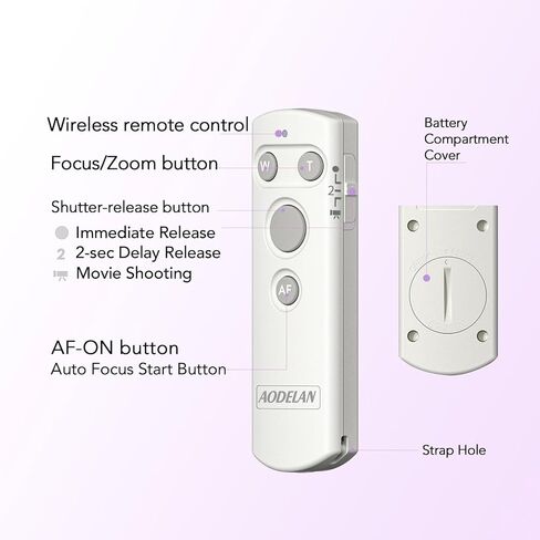 إصدار مصراع الكاميرا اللاسلكية عن بعد من AODELAN لكاميرا Canon EOS RP/EOS R/R3/R5/R6/R7/R10/M50/EOS M6 Mark II/R/RP /90D /6D Mark II /800D /850D /250D/Rebel SL2 / T7i /G5 X Mark II /G7 X Mark III in Kuwait