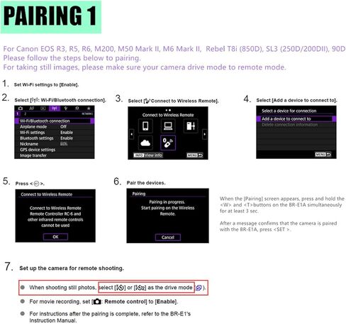 إصدار مصراع الكاميرا اللاسلكية عن بعد من AODELAN لكاميرا Canon EOS RP/EOS R/R3/R5/R6/R7/R10/M50/EOS M6 Mark II/R/RP /90D /6D Mark II /800D /850D /250D/Rebel SL2 / T7i /G5 X Mark II /G7 X Mark III in Kuwait